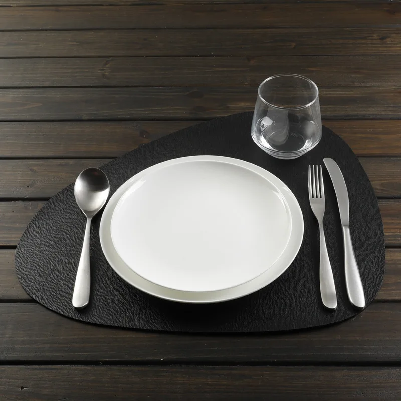 Placemat Table Mat Tableware Pad PU Leather Waterproof Heat Insulation Non-Slip Soft Black Brown Washable Bowl Coaster | Дом и сад