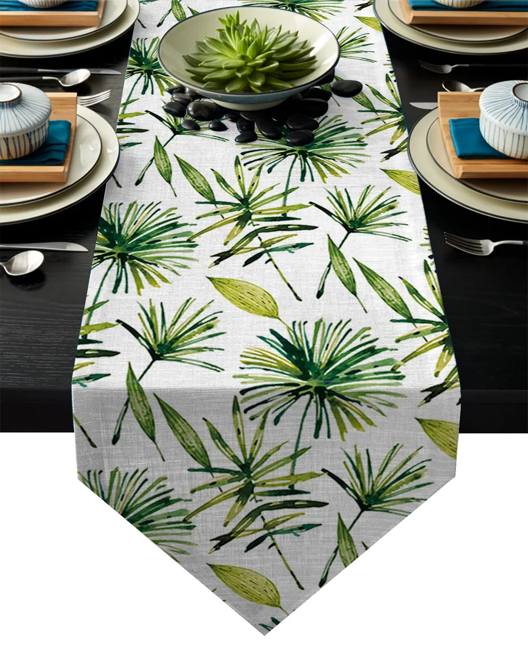 Зеленые тропические растения Пальмовые Листья настольная дорожка для отеля