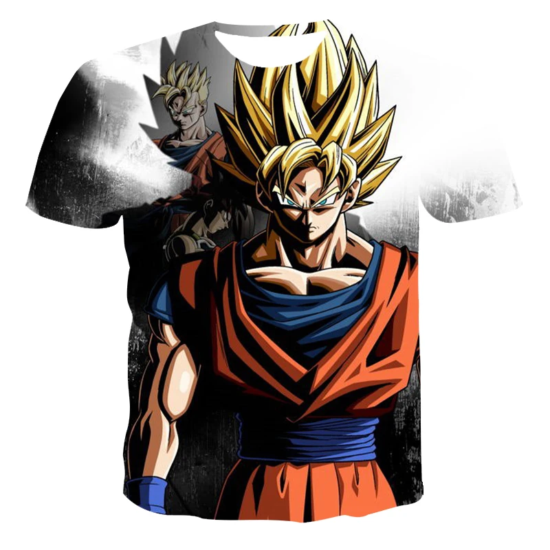 

2021 Summer Fashion New Super Luminous Dragon Ball 3D Printing Anime Men's Short Sleeve Trend Casual Couples T-shirt Apparel