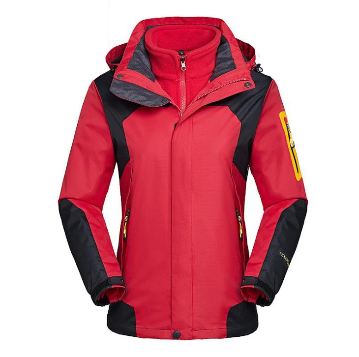 Women Red 5XL Женская и мужская осенне-зимняя теплая одежда водонепроницаемая Лыжная походная куртка 3 в 1 треккинговые ветрозащитные для восхождения пальто - Цвет: Women Red