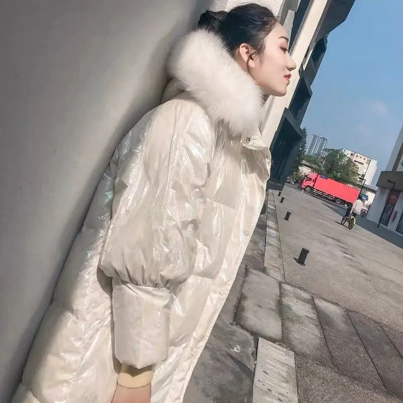 2022 Winter New Fashion Woman Hooded Padded Jacket Female Mid-Length Parka Coat Ladies Warm Thick Long Sleeve Outerwear H237