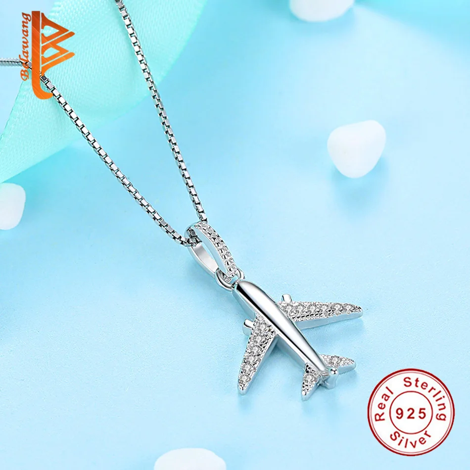 Оптовая продажа 5 штук в партии 2019 самолёт из кристаллов Ожерелье самолетик 925