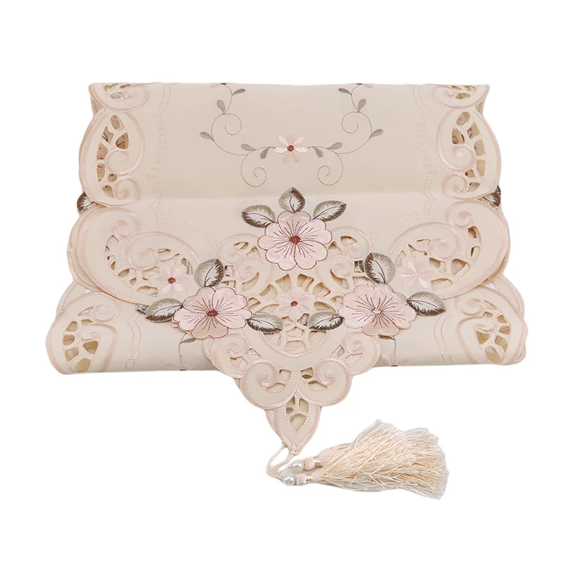Классическая Женская скатерть винтажная Цветочная кружевная с кисточками ткань