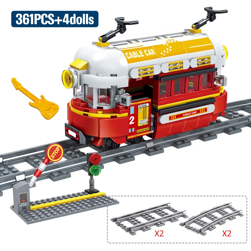 

MOC 361pcs City Train Cable Car Move and Turn Creator Building Blocks DIY Assembly Bricks Educational Toys For children gifts