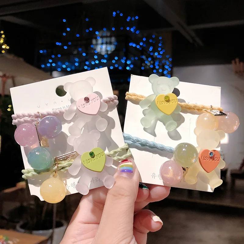 Супер милые Мультяшные медвежонки кожаные накладки круги для волос корейские