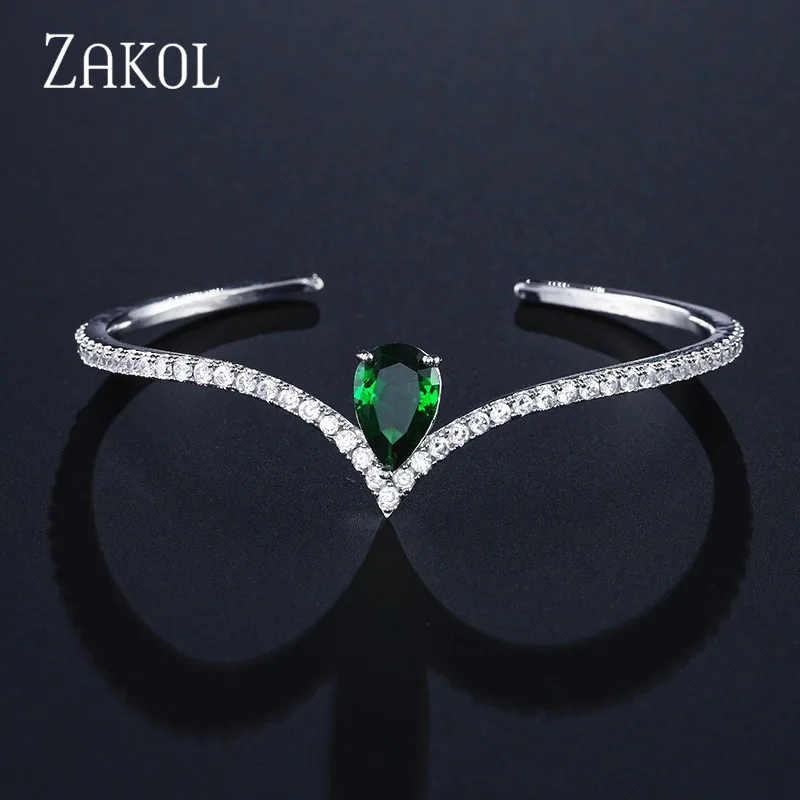 Модные черные браслеты ZAKOL с кубическим цирконием модные браслеты-манжеты для