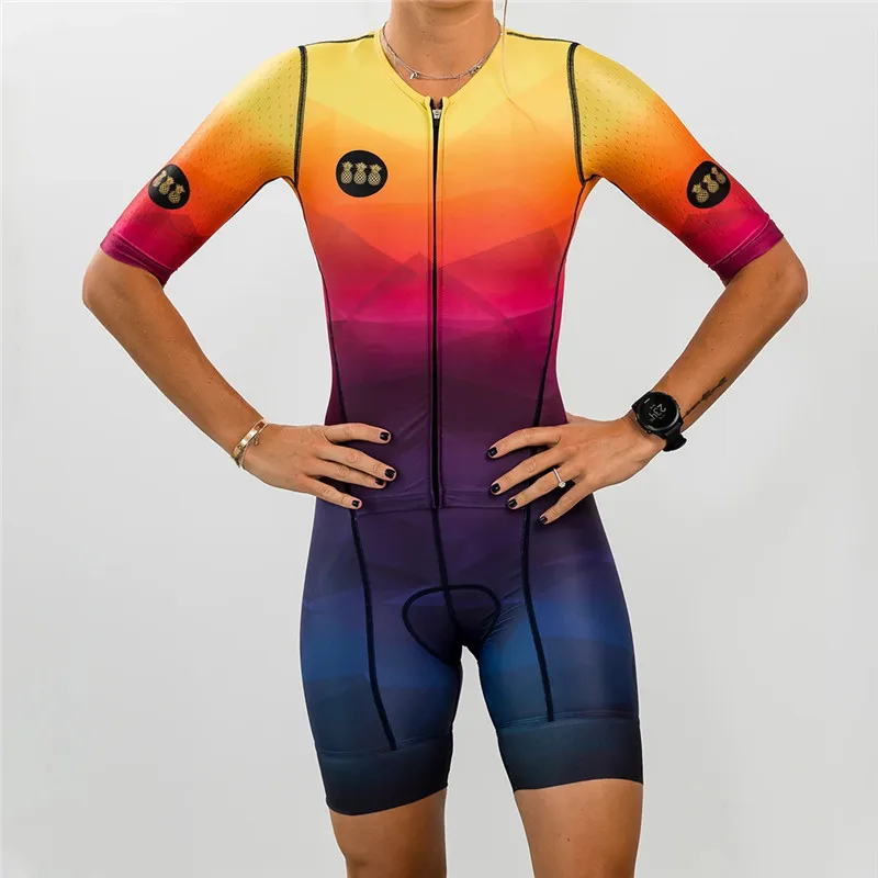 ТРЕС Пинас для женщин ironman Триатлон летний короткий рукав боди maillot cico Велоспорт