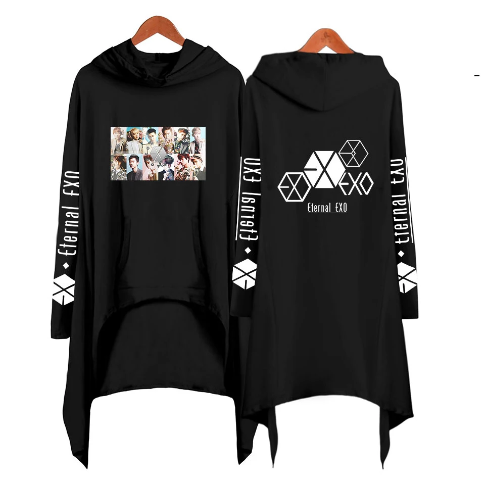Cool EXO Ablum/длинные толстовки с буквенным принтом для женщин свитшоты женские топы