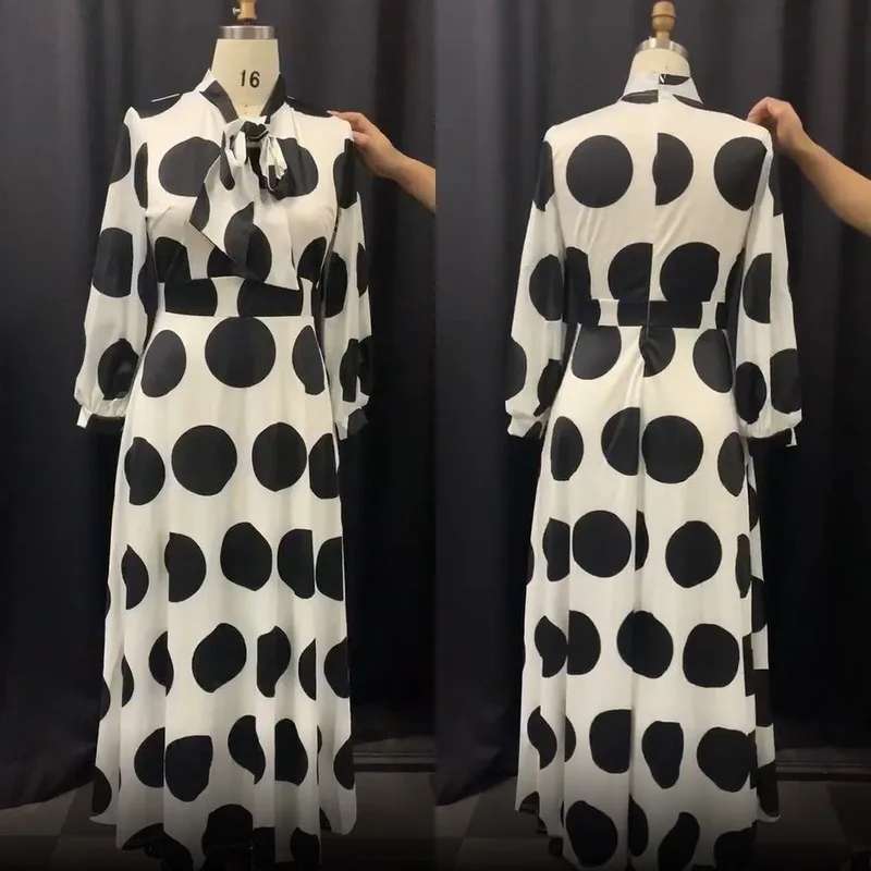 Женское Свободное платье в горошек большого размера d плюс 5XL с рукавами