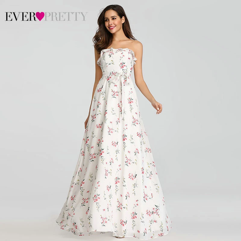 EP07242WH Robe De Soiree Ever красивое пляжное платье EP07242 элегантное ТРАПЕЦИЕВИДНОЕ вечернее платье с цветочным принтом длинное летнее платье в стиле бохо vestido de festa - Цвет: EP07242WH