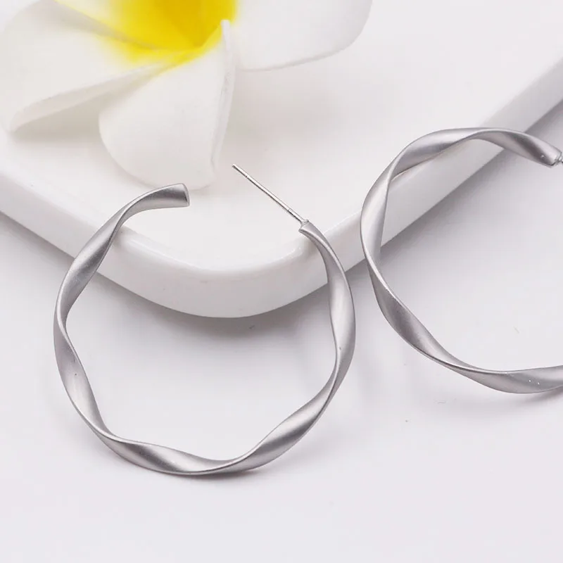 925 silver needle C-ring retro geometric twist ins net red Earrings matte | Украшения и аксессуары
