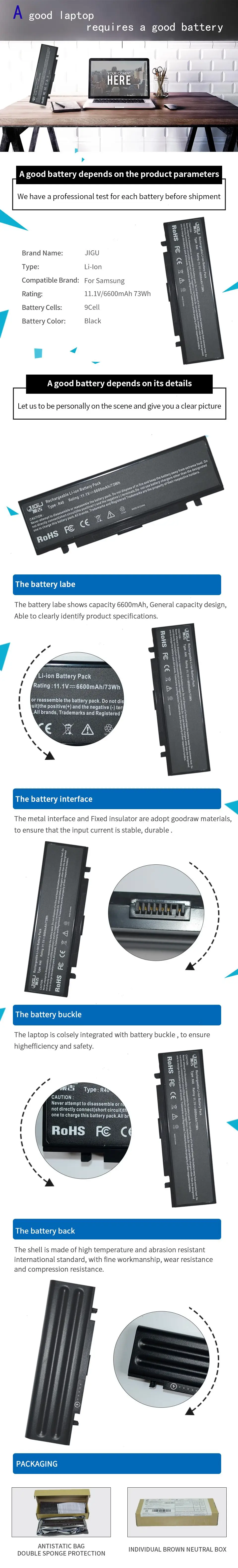 JIGU ноутбука Батарея для samsung R410 R408 R40 Q210 Q310 P60 P560 P50-00 P50 P460 R60-FY01 R40-EL1 X65 Pro X60 плюс X60 Pro R65