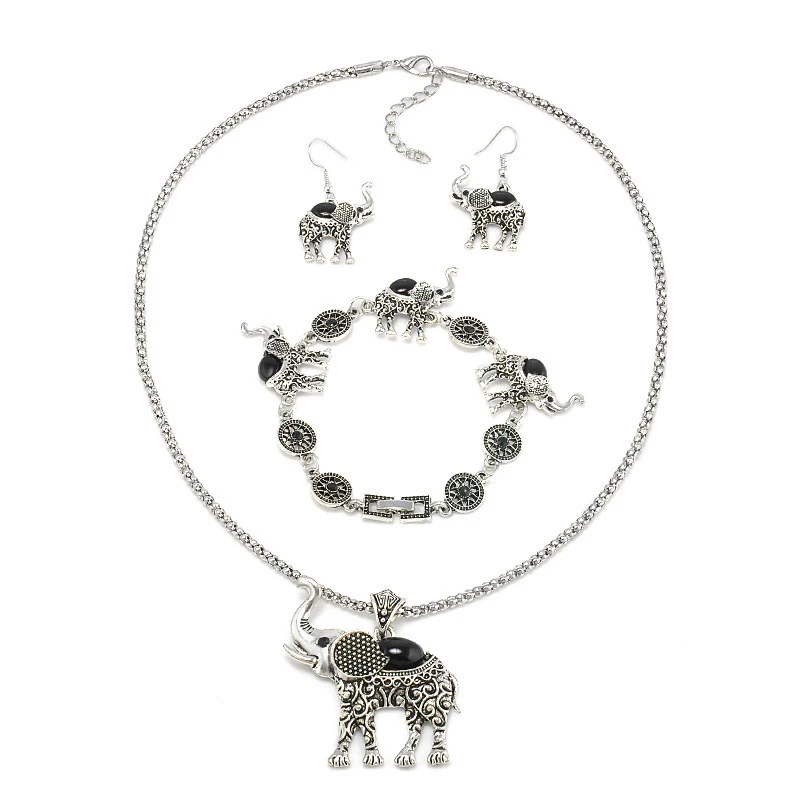 Винтажные резные ювелирные изделия из трех предметов в форме слона богемные