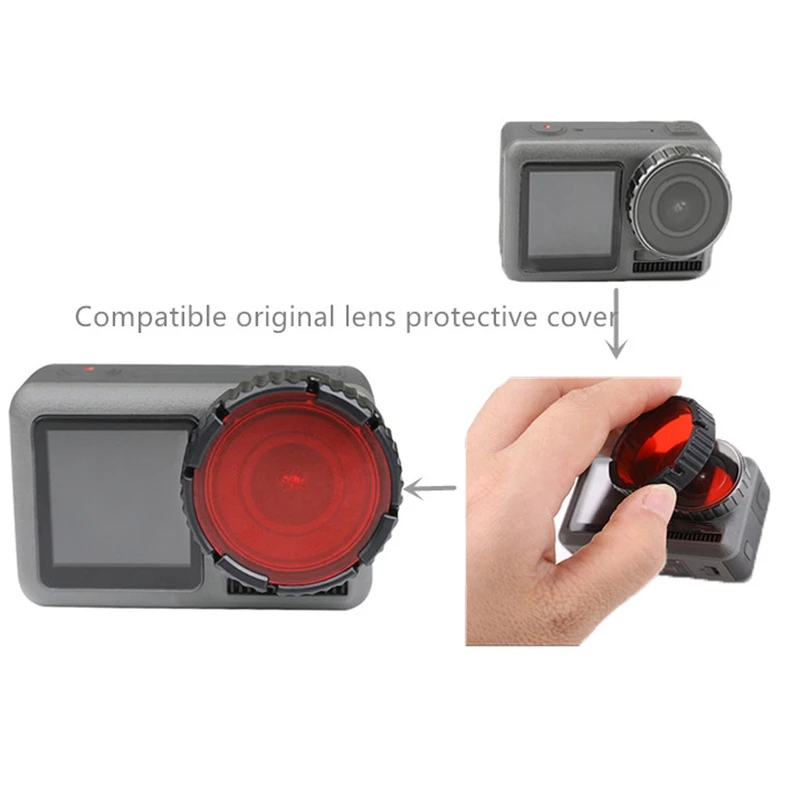 Sport Camera Red Diving Filter Uv Lens Protective Cover for Dji Osmo Action Accessories | Электроника