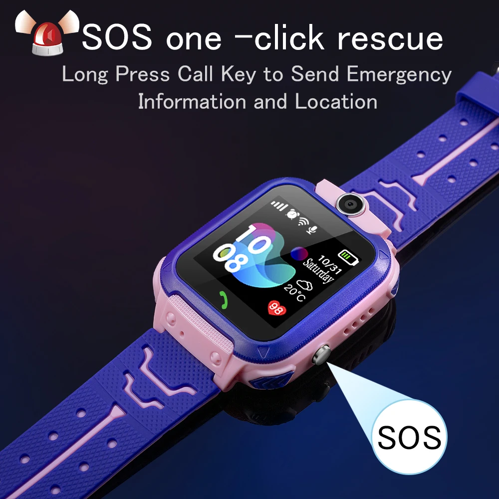 childrens smart watch sos anti lost smartwatch 2g sim card clock phone location tracking photo waterproof ip67 childrens gift free global shipping