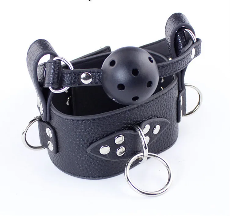 Кожаные наручники с воротником и ртом мужской женский мастер раб собака рабыня