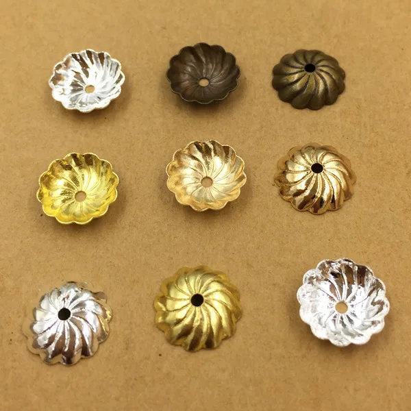 

10mm Filigree Flower 3D Charms Spacer End Beads Caps Wrap Hairpins Bu Yao Hair Sticks Findings DIY Jewelry Making Multi-color