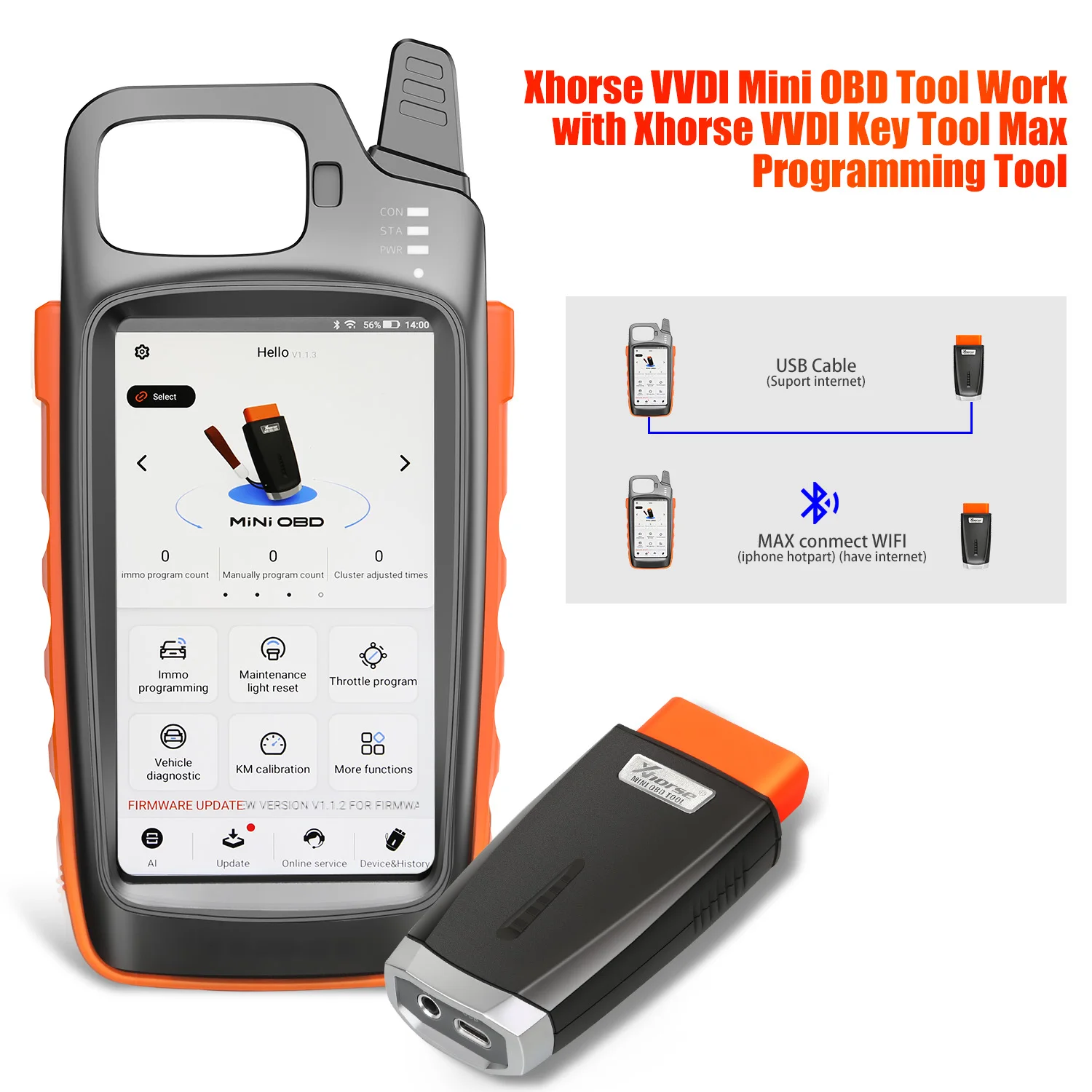 Фото Оригинальный мини-инструмент для OBD Xhorse VVDI с Xhorse VVDI Key Tool Max, программатор автомобильных ключей OBD2, инструмент для автоматического программирования ключей №5