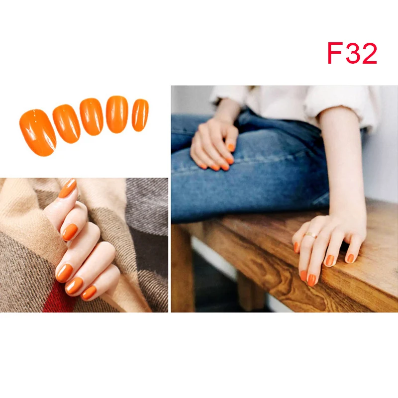 Дамы Девушки сплошной цвет поддельные ногти DIY патч наклейки полоски 24 шт для