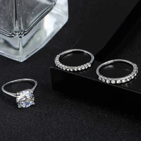new trendy crystal engagement claws design hot sale rings for women white zircon cubic elegant rings female wedding jewelry