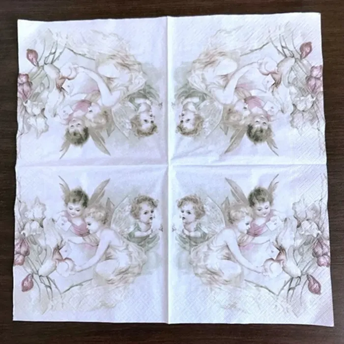 1 paper Винтажные Ангел бумажные салфетки для декупажа рождественские сложенные салфетки - Цвет: 1 paper