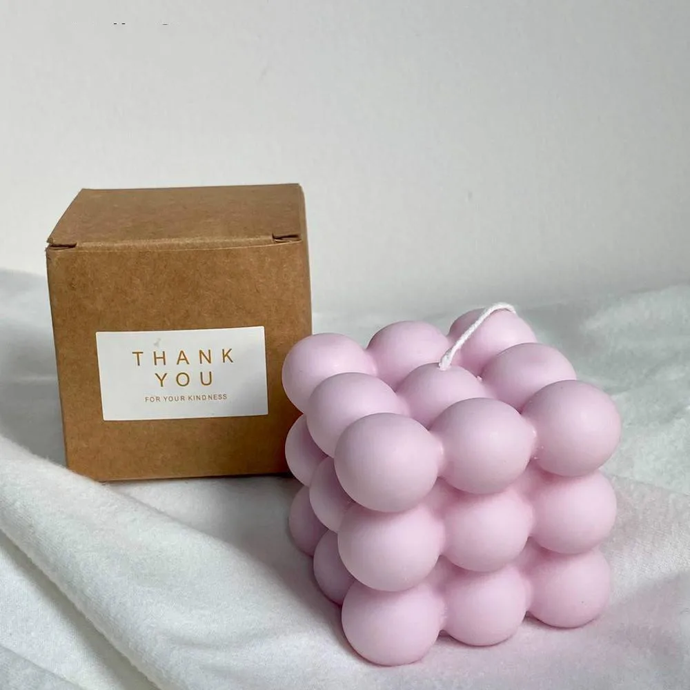 

2Inch Bubble Cube Candle Cute Soy Wax Aromatherapy Small Candles scented relaxing Birthday Gift 1PC