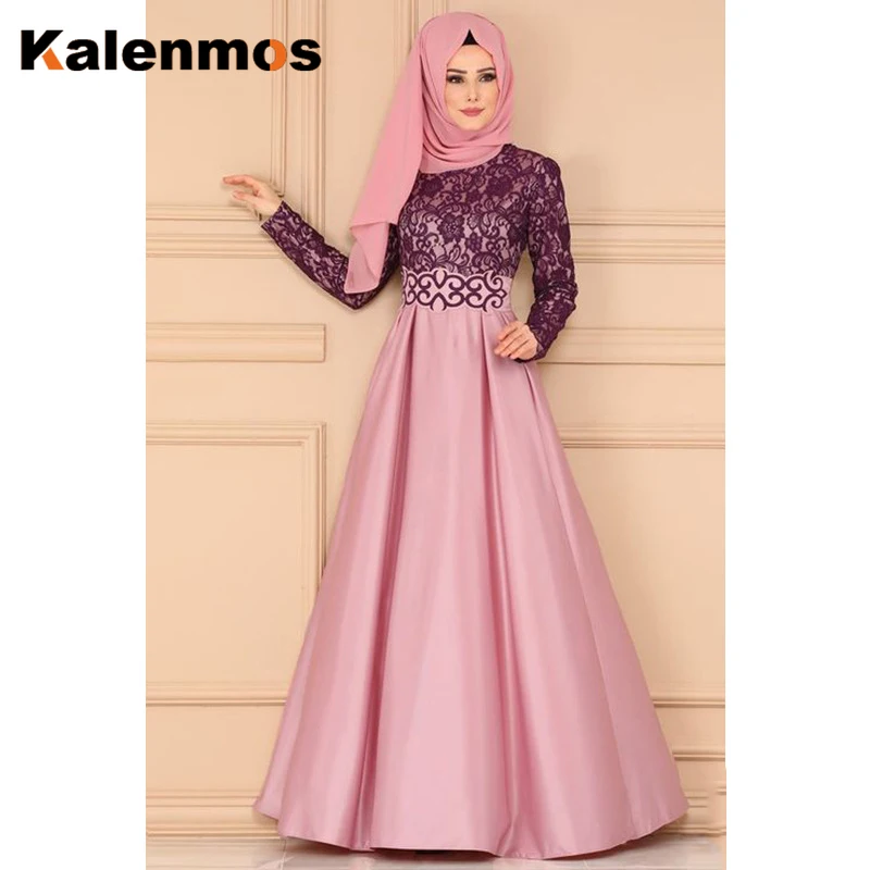 Мусульманское длинное платье Абая Женская кружевная винтажная Кафтан Дубай