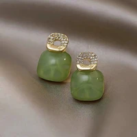 green stud earrings simple temperament small korean earrings 2021 new fashion women 925 silver silver needle earrings