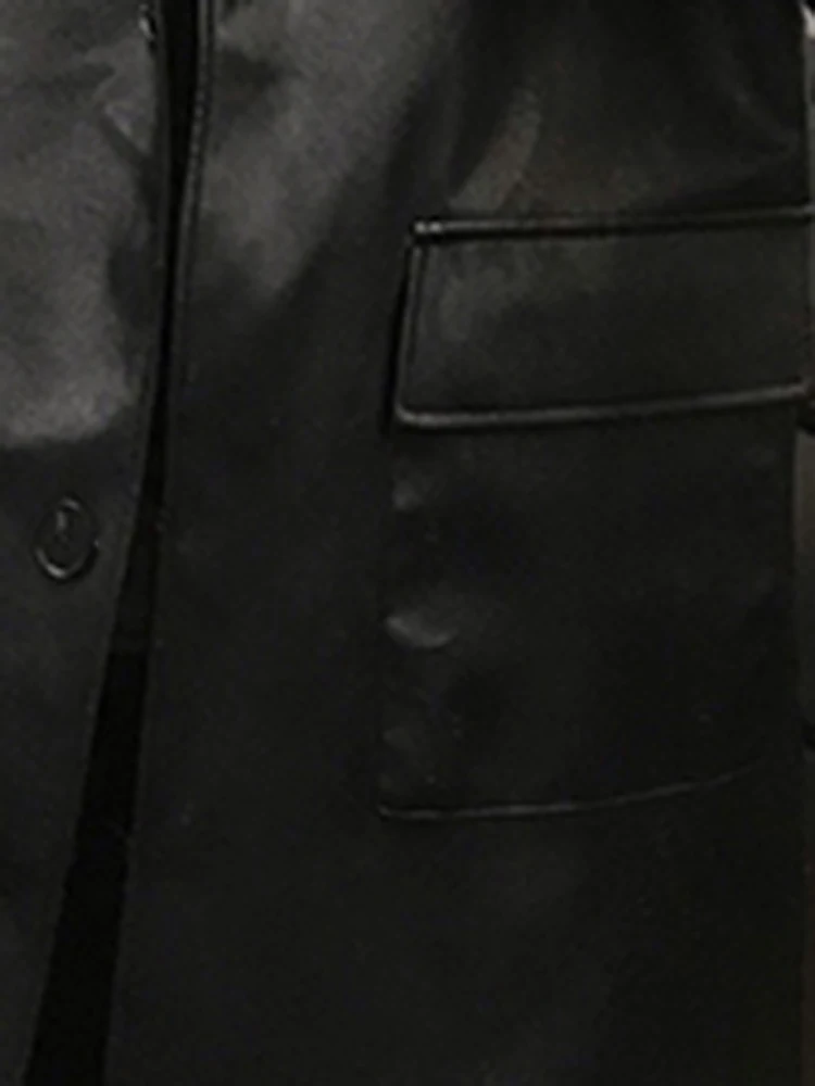 

Nerazzurri HIgh Quality Oversized Black Soft Faux Leather Blazer Women Long Sleeve Lapel Waterproof Designer Korean Fashion 2021