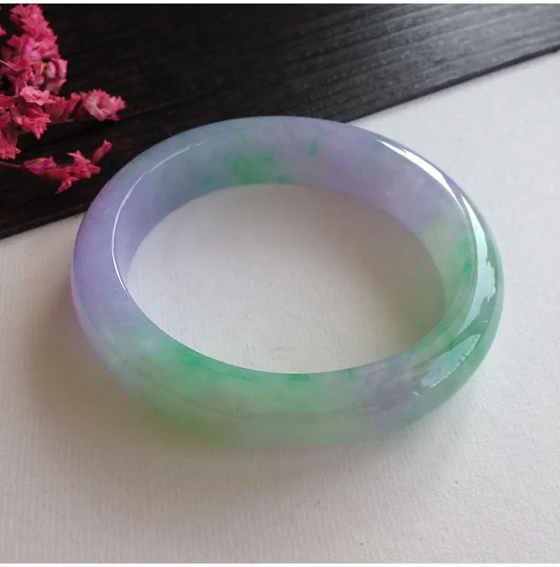

Send Certificate Natural Burmese Jade Light Purple 54-64mm Semi-Green Bracelet Elegant Princess Fashion Jewelry Send Mom to Girl