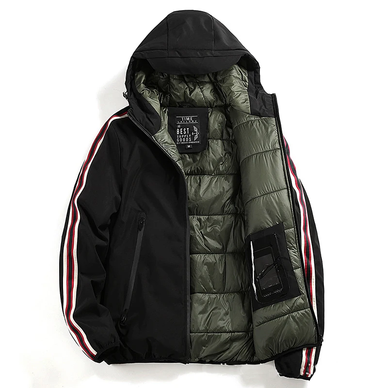 

iSurvivor Brand Mens Winter Coat Casual Hat Detachable Men Cotton Down Jacket For Men Warm Windbreaker Doudoune Hiver Homme