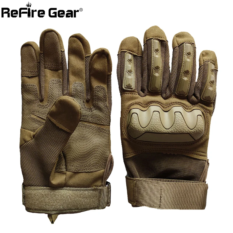 

ReFire Gear Full Finger Tactical Gloves Men Paintball SWAT Army Combat Military Mittens Bicycle Shell Protect Knuckles Gloves