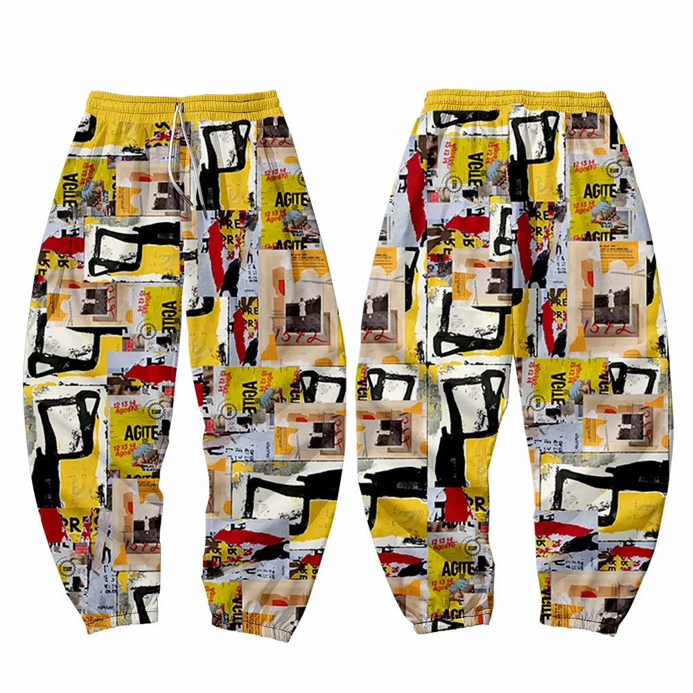 

Женские/мужские спортивные брюки, тренировочные штаны с 3D принтом газеты и цветочным узором, спортивные Джоггеры для фитнеса, весна 2021
