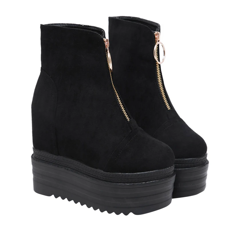 

14cm wedge heel super high heel short boots platform platform women's shoes autumn and winter suede platform platform
