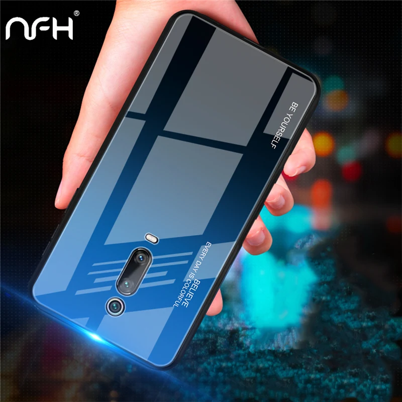 NFH защита от градиентного стекла чехол для Xiao mi 9T 9t Pro Red K20 Мягкий ТПУ + жесткий из