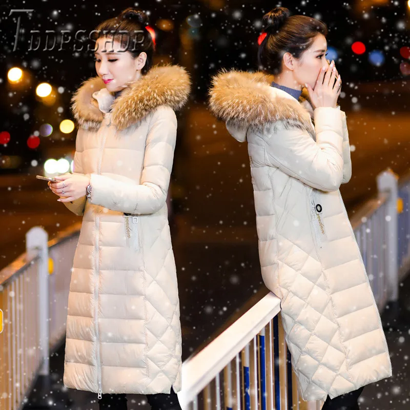 Повседневная Женская парка с меховым капюшоном длинное стильное разноцветное