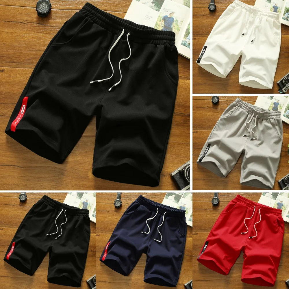 

Men Casual Short Pants Loose Beach Sports Cropped Shorts Drawstring Summer Plus Size
