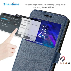pu leather phone case for samsung galaxy a12 nacho flip case for samsung galaxy m12 view window case soft silicone back cover free global shipping