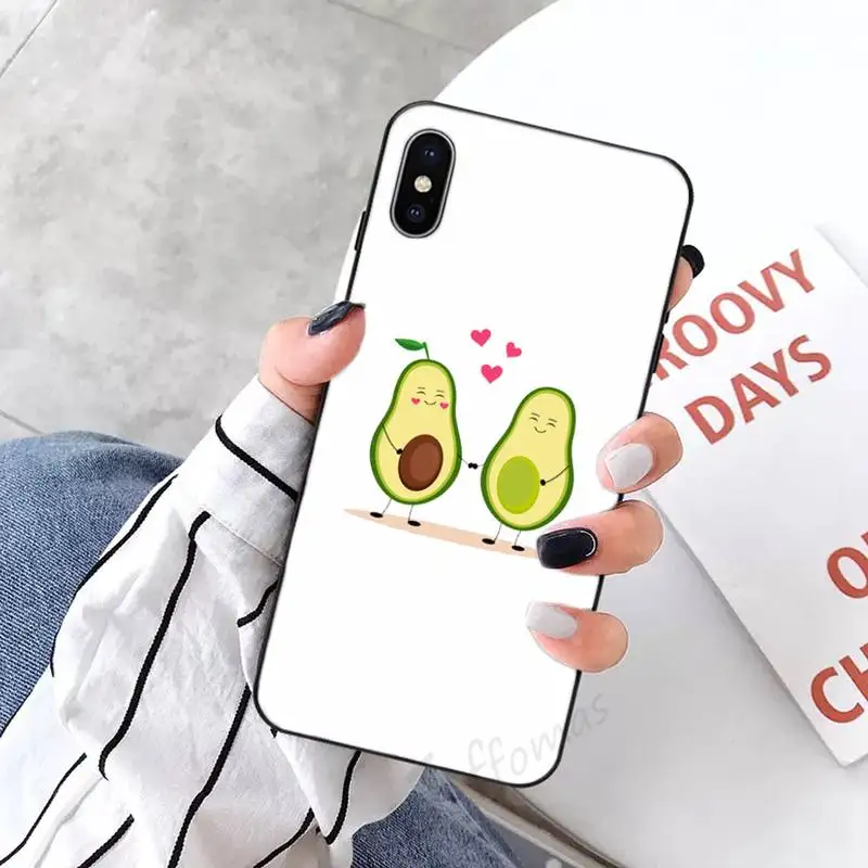 

Avocado cute cartoon fruit Phone Case Candy Color for iPhone 6 7 8 11 12 s mini pro X XS XR MAX Plus