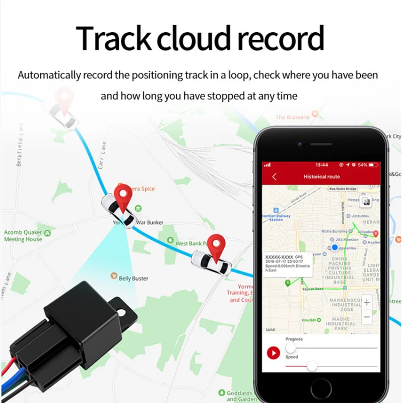 

2021 Motorcycles Car Relay GPS Tracker Tracking Device Locator Remote Control Anti-theft Cut Off Oil SMS Alarm System Free APP