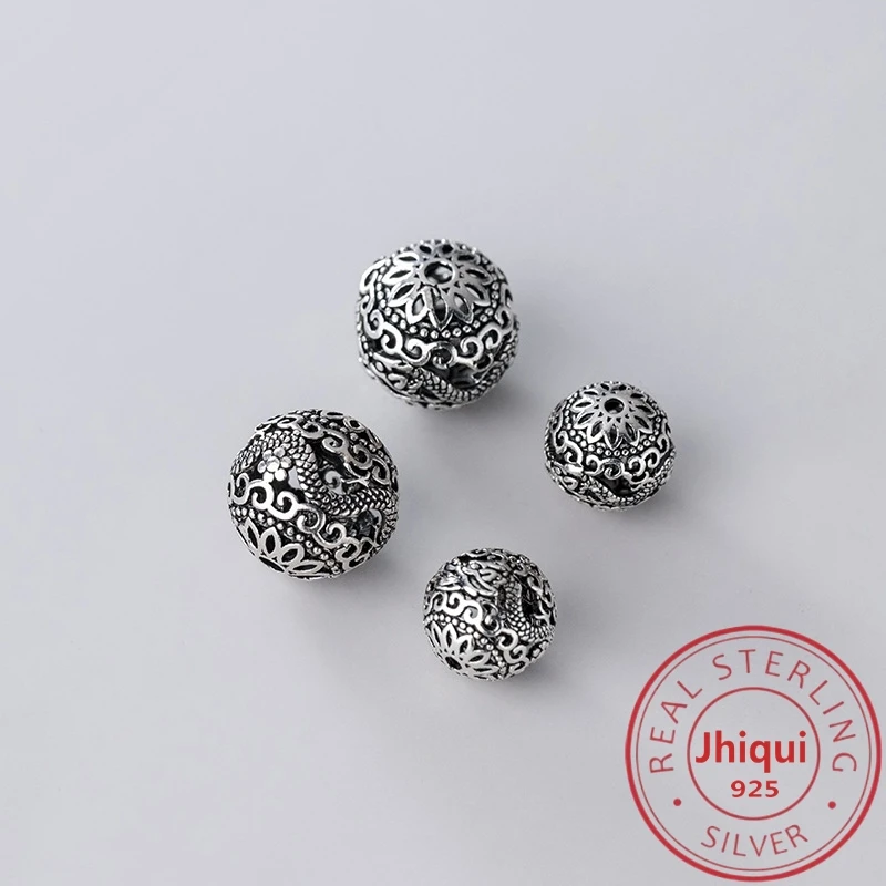 

Ретро 925 пробы серебряный дракон выдалбливают Spacer Бусины-подвески для DIY браслет ювелирных изделий Изысканные конечные бусины в форме цвето...