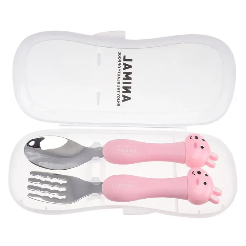 Juego de cuchara y tenedor para beb&eacute;, tenedores y utensilios para ni&ntilde;os peque&ntilde;os, cucharas de alimentaci&oacute;n para el primer ni&ntilde;o de un a&ntilde;o, vajilla de plata, 3 alimentos de silicona-0