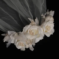 korean white flower barrettes long veil bride jewelry headdress headdress bride wedding hair accessories