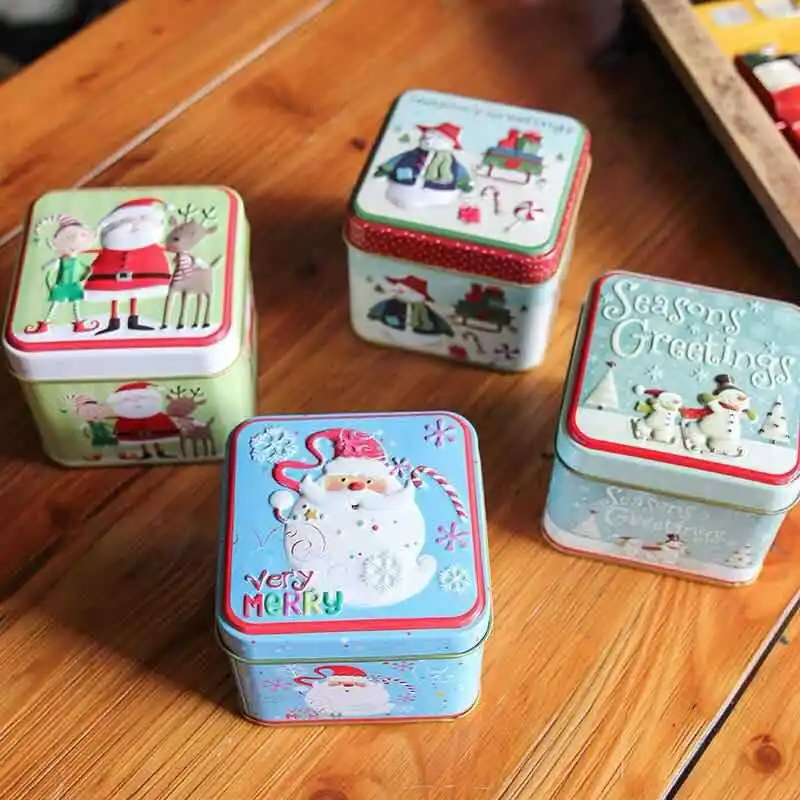 Рождественские Мини Подарочные коробки жестяная конфетная упаковка Свадебная