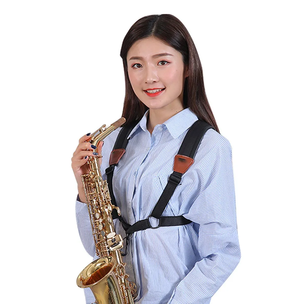 Saxophone Strap Adult Child Adjustable Soft Double Shoulder For Alto Tenor Sax Baritone Soprano Saxophones Leather Harness | Спорт и