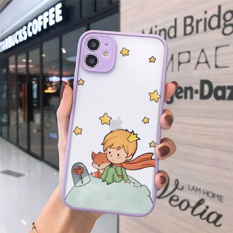 

le petit prince Phone Case For iPhone 12 11 Mini Pro XR XS Max 7 8 Plus X Matte transparent Purple Cover