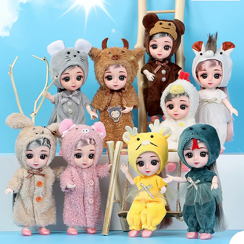 Новый Модный милый плюшевый комплект с животными 16 см мини кукла Bjd одежда наряды