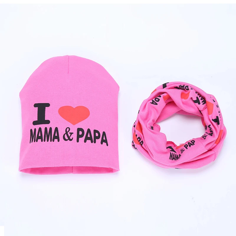 Детская шапка и шарф комплект из 2 предметов с принтом I люблю мама папа Осень-зима