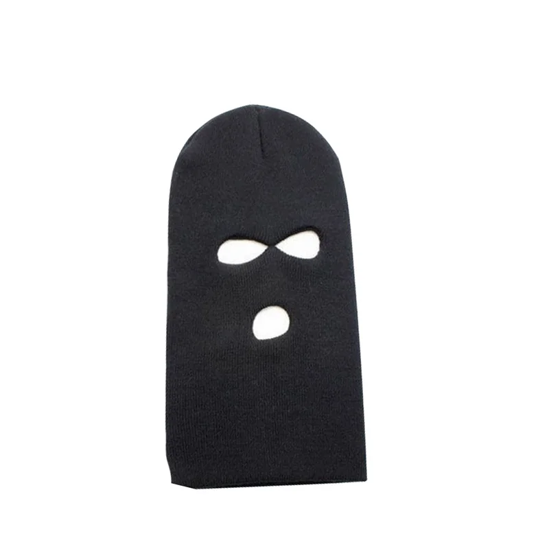New Full Face Ski Mask 3 Holes Beanie Cap Ski Hat Black Balaclava Hood Warm Windproof Ear Protector Unisex Winter Black