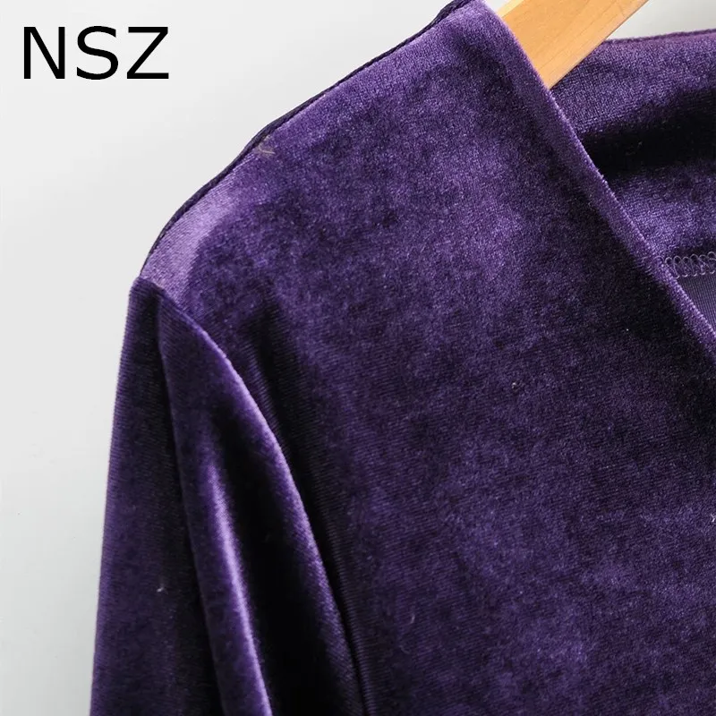 NSZ женские негабаритных фиолетовое теряет повседневная короткая плиссированная